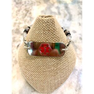 Medic Alert Handmade Black Clear Crystal Bracelet #medical